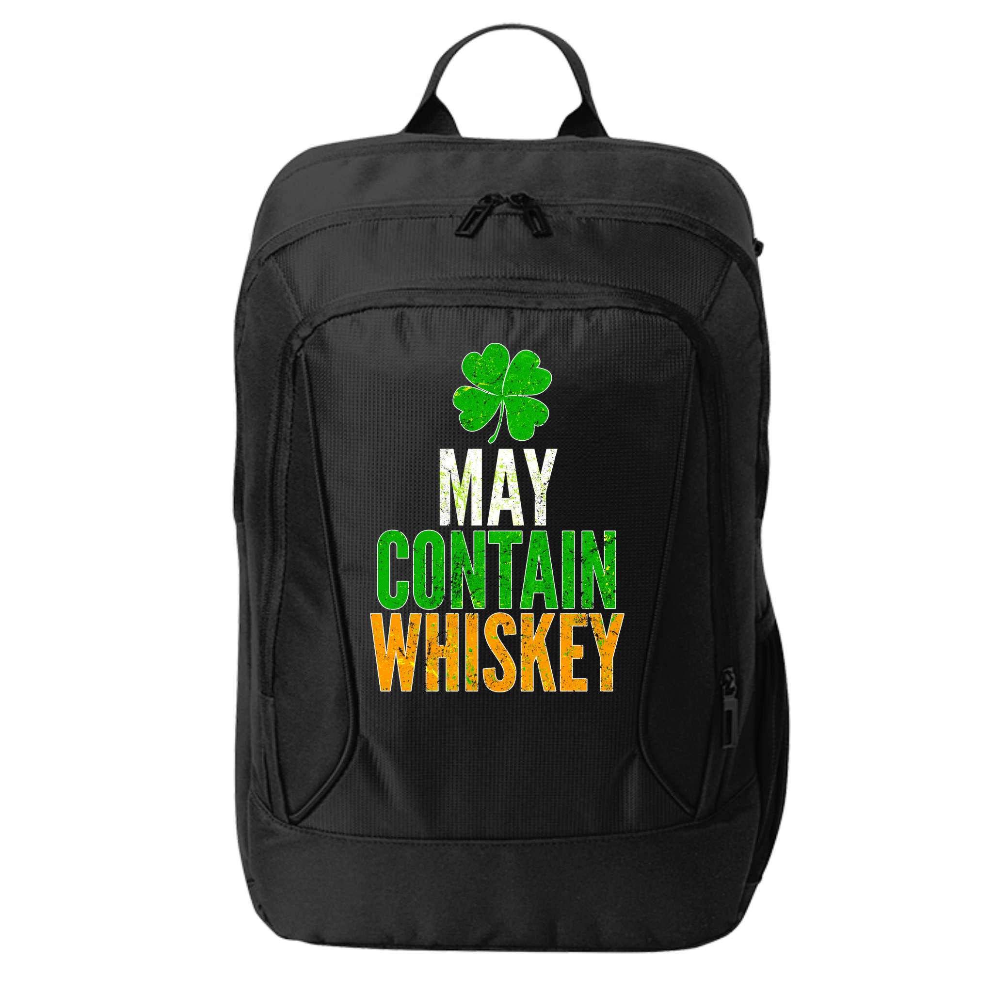 May Contain Whiskey Funny St Patricks Day City Backpack