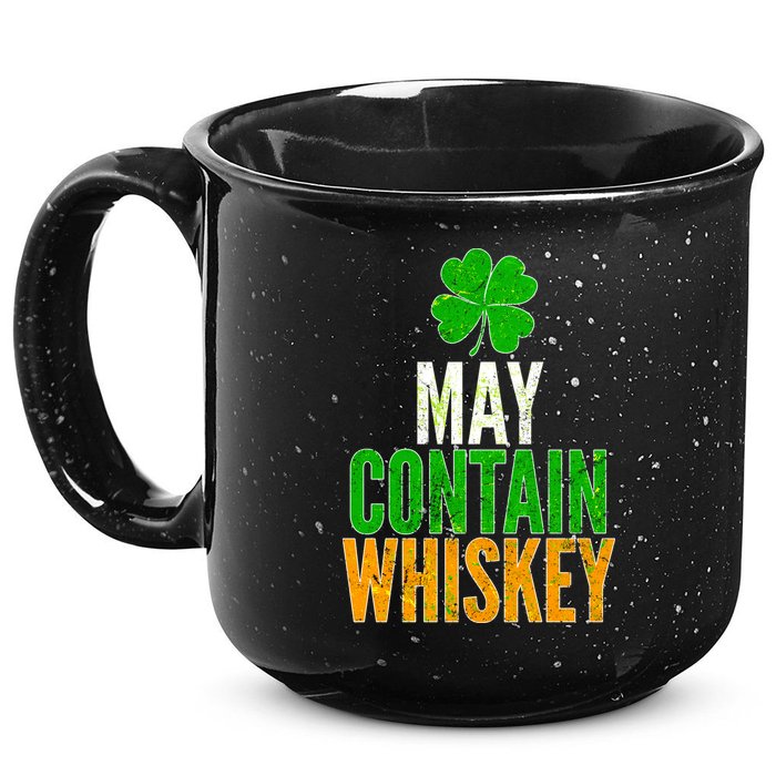 May Contain Whiskey Funny St Patricks Day 15oz Campfire Ceramic Mug