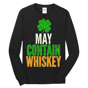 May Contain Whiskey Funny St Patricks Day Tall Long Sleeve T-Shirt