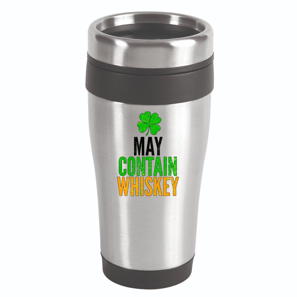 May Contain Whiskey Funny St Patricks Day 16oz Travel Tumbler