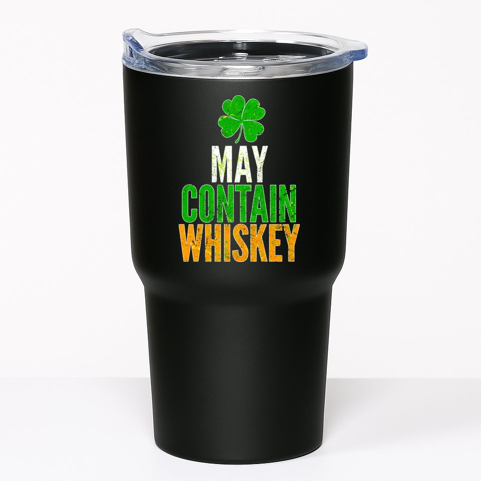 May Contain Whiskey Funny St Patricks Day Tumbler