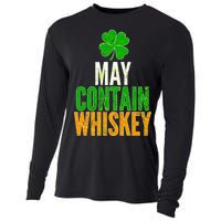 May Contain Whiskey Funny St Patricks Day Cooling Performance Long Sleeve Crew