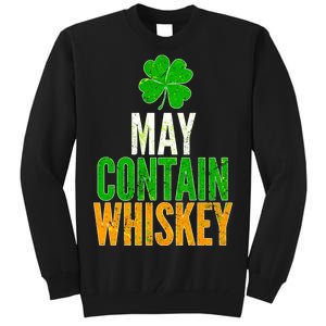 May Contain Whiskey Funny St Patricks Day Tall Sweatshirt