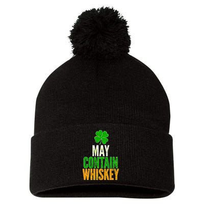 May Contain Whiskey Funny St Patricks Day Pom Pom 12in Knit Beanie
