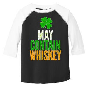 May Contain Whiskey Funny St Patricks Day Toddler Fine Jersey T-Shirt