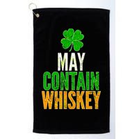 May Contain Whiskey Funny St Patricks Day Golf Towel