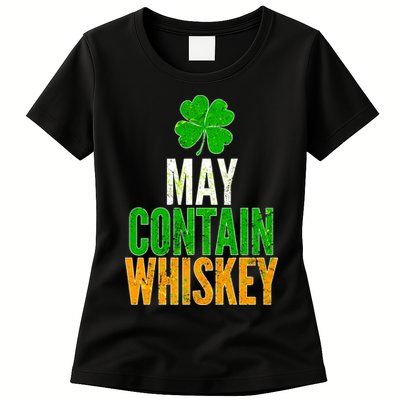 May Contain Whiskey Funny St Patricks Day Womens T-Shirt