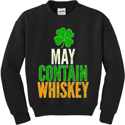 May Contain Whiskey Funny St Patricks Day Kids Sweatshirt