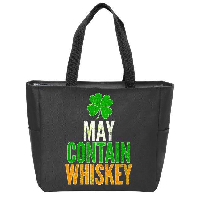 May Contain Whiskey Funny St Patricks Day Zip Tote Bag