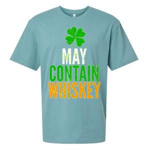 May Contain Whiskey Funny St Patricks Day Sueded Cloud Jersey T-Shirt