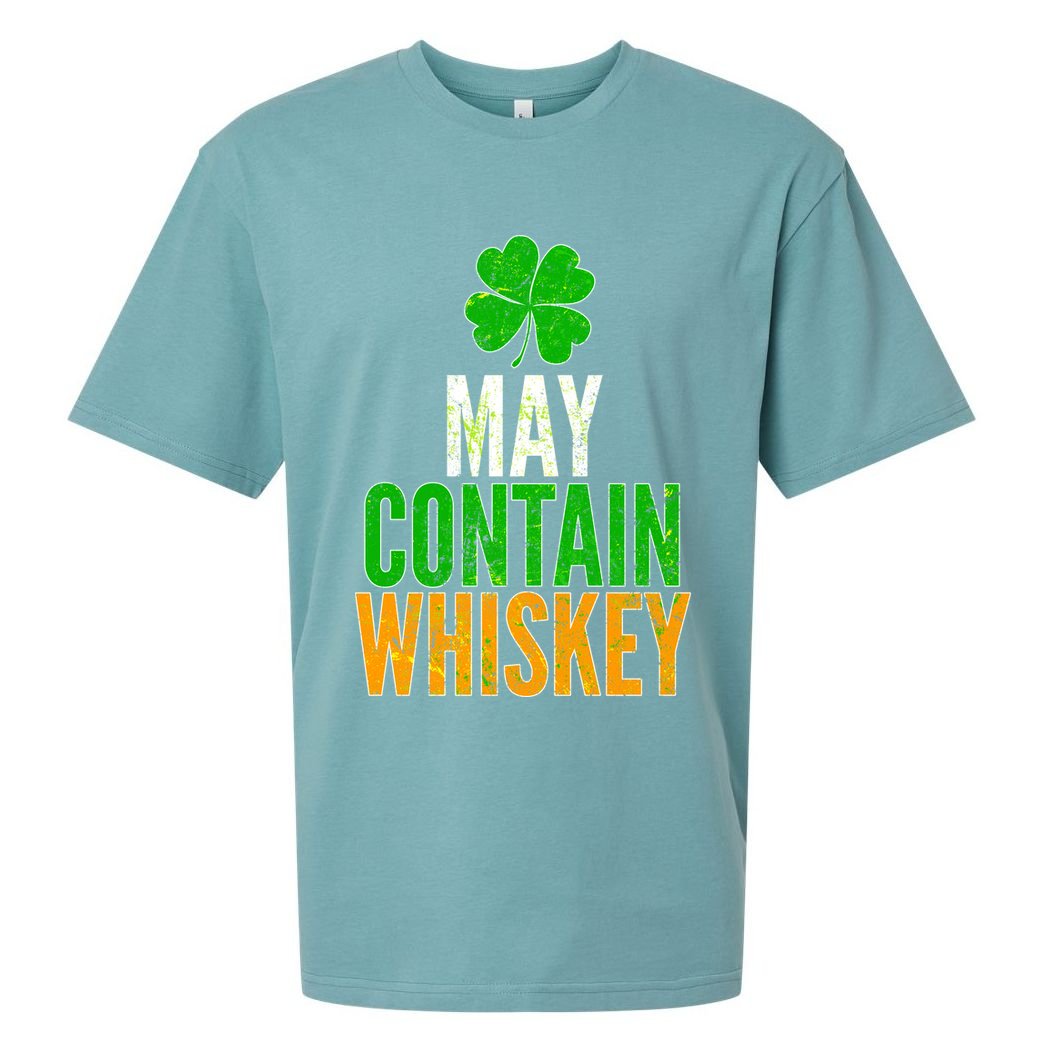 May Contain Whiskey Funny St Patricks Day Sueded Cloud Jersey T-Shirt