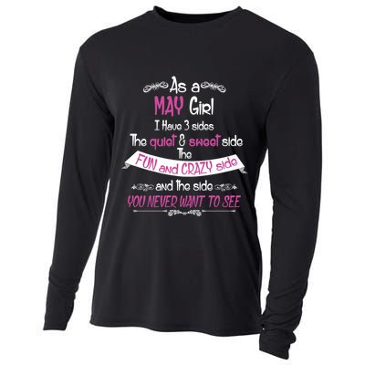 May Girl Sweet But Crazy Funny Birthday Cooling Performance Long Sleeve Crew