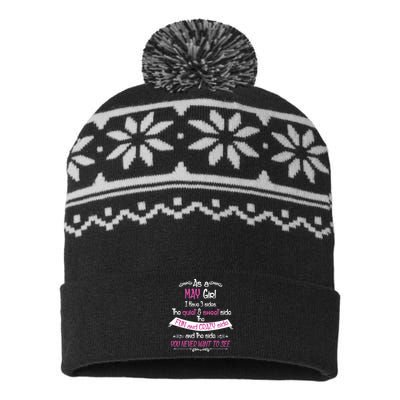 May Girl Sweet But Crazy Funny Birthday USA-Made Snowflake Beanie