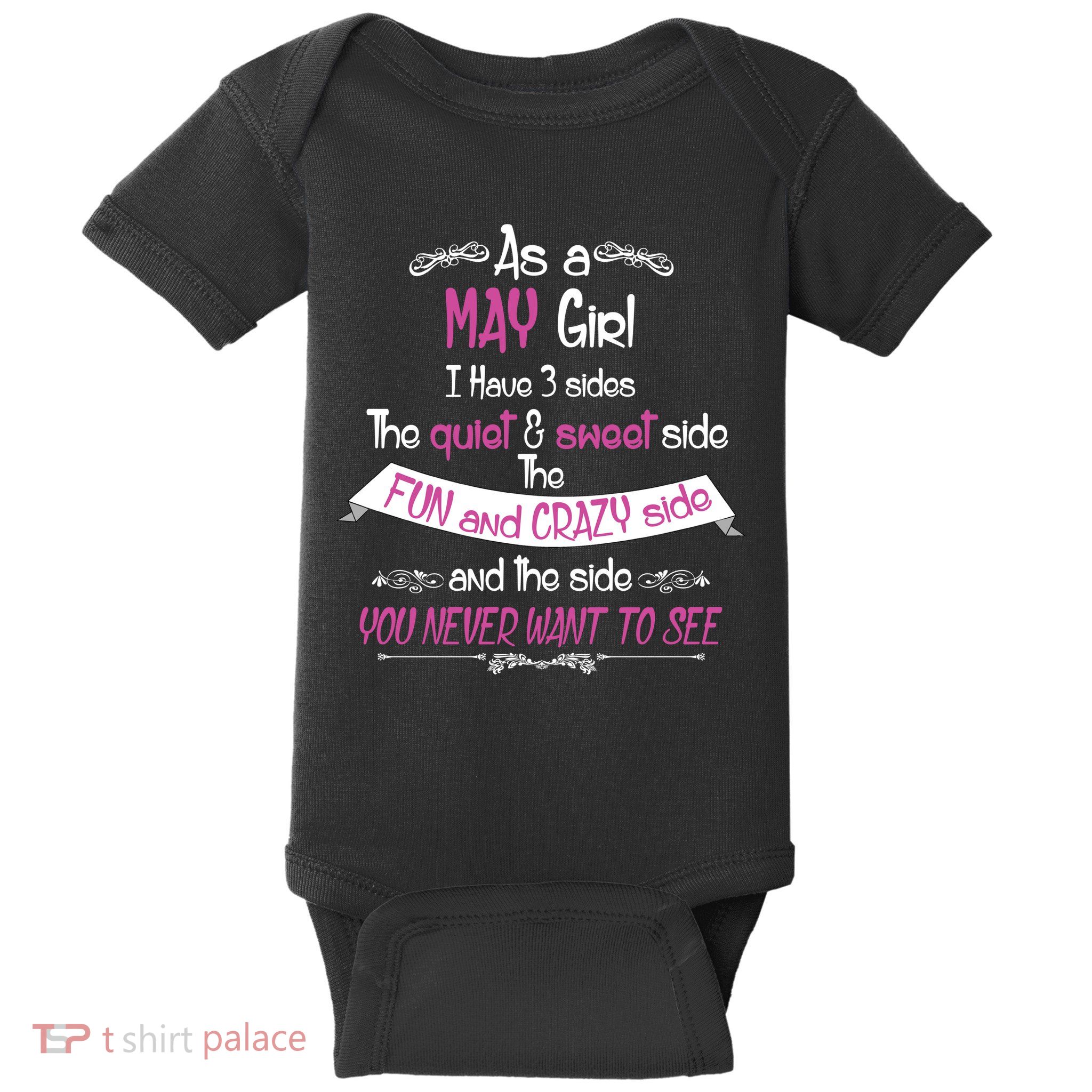 May Girl Sweet But Crazy Funny Birthday Baby Bodysuit