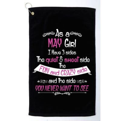 May Girl Sweet But Crazy Funny Birthday Golf Towel