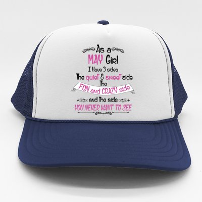 May Girl Sweet But Crazy Funny Birthday Trucker Hat