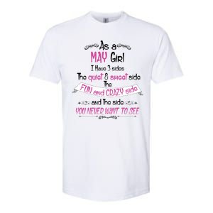 May Girl Sweet But Crazy Funny Birthday Softstyle CVC T-Shirt