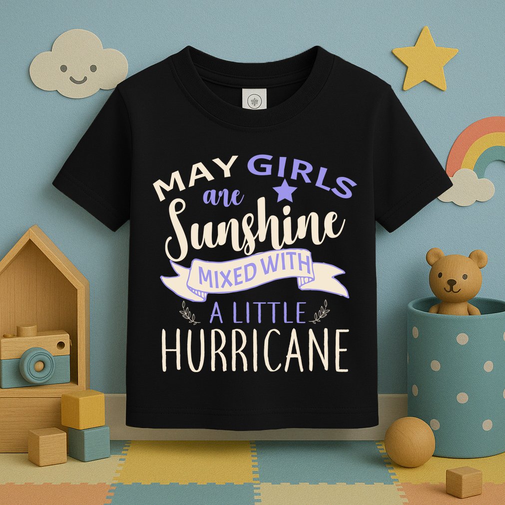 May Girls Are Sunshine Mixed With Hurricane Toddler T-Shirt