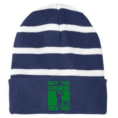 May The Course Be With You Striped Beanie with Solid Band