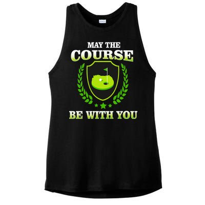 May The Course Be With You Golfing Ladies PosiCharge Tri-Blend Wicking Tank