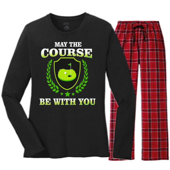 May The Course Be With You Golfing Women's Long Sleeve Flannel Pajama Set 