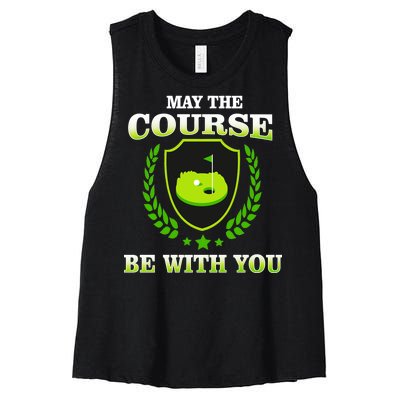 May The Course Be With You Golfing Women's Racerback Cropped Tank