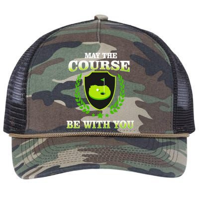 May The Course Be With You Golfing Retro Rope Trucker Hat Cap