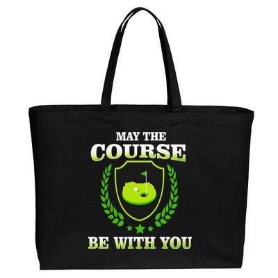 May The Course Be With You Golfing Cotton Canvas Jumbo Tote