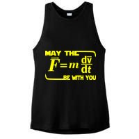 May The (F=mdv/dt) Be With You Physics Ladies PosiCharge Tri-Blend Wicking Tank