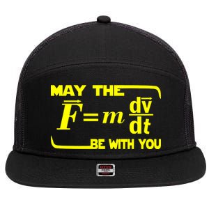 May The (F=mdv/dt) Be With You Physics 7 Panel Mesh Trucker Snapback Hat