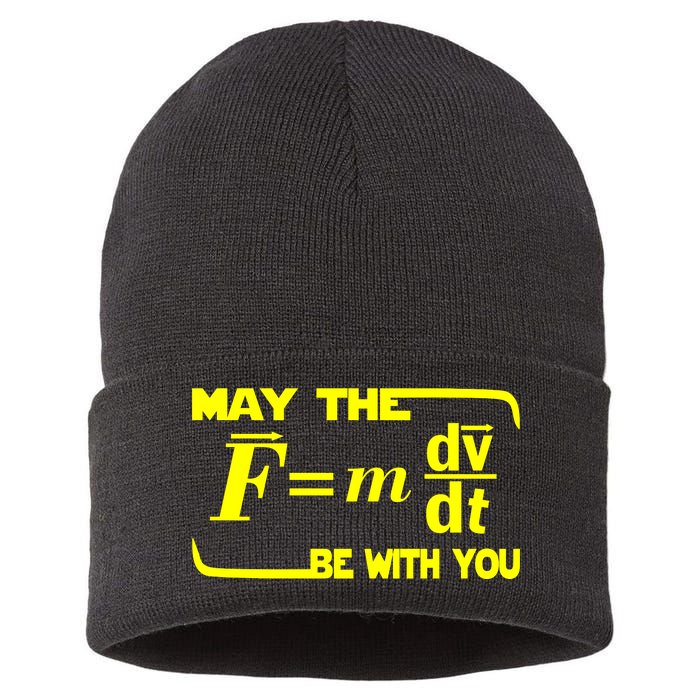 May The (F=mdv/dt) Be With You Physics Sustainable Knit Beanie