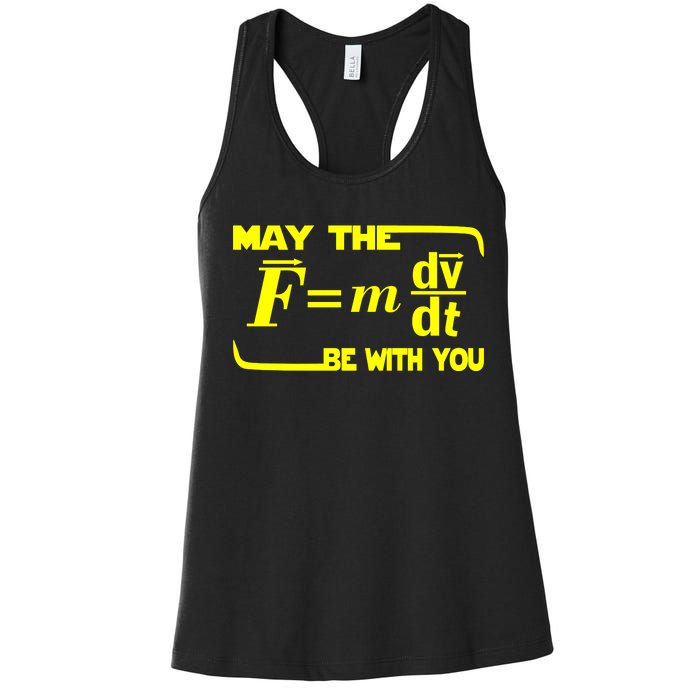 May The (F=mdv/dt) Be With You Physics Women's Racerback Tank