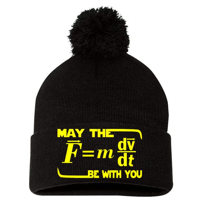 May The (F=mdv/dt) Be With You Physics Pom Pom 12in Knit Beanie