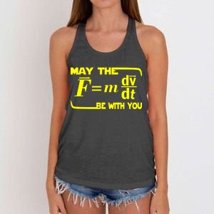 May The (F=mdv/dt) Be With You Physics Women's Knotted Racerback Tank