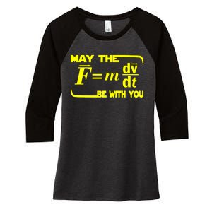 May The (F=mdv/dt) Be With You Physics Women's Tri-Blend 3/4-Sleeve Raglan Shirt