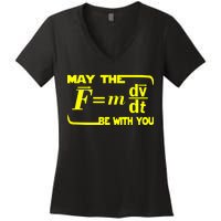 May The (F=mdv/dt) Be With You Physics Women's V-Neck T-Shirt