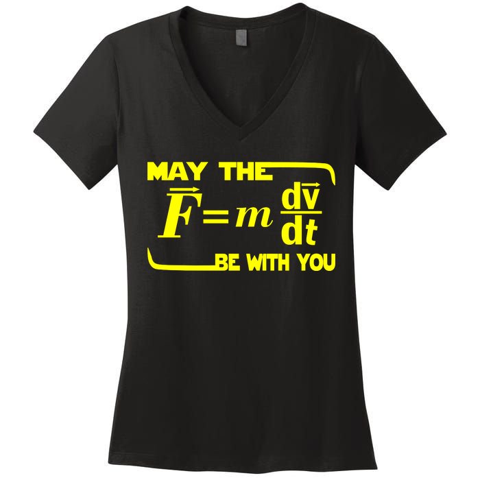 May The (F=mdv/dt) Be With You Physics Women's V-Neck T-Shirt