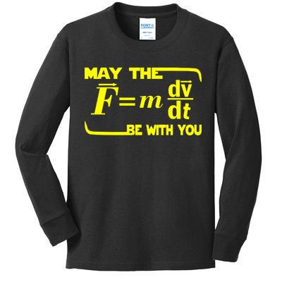 May The (F=mdv/dt) Be With You Physics Kids Long Sleeve Shirt