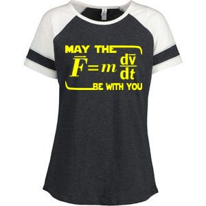 May The (F=mdv/dt) Be With You Physics Enza Ladies Jersey Colorblock Tee