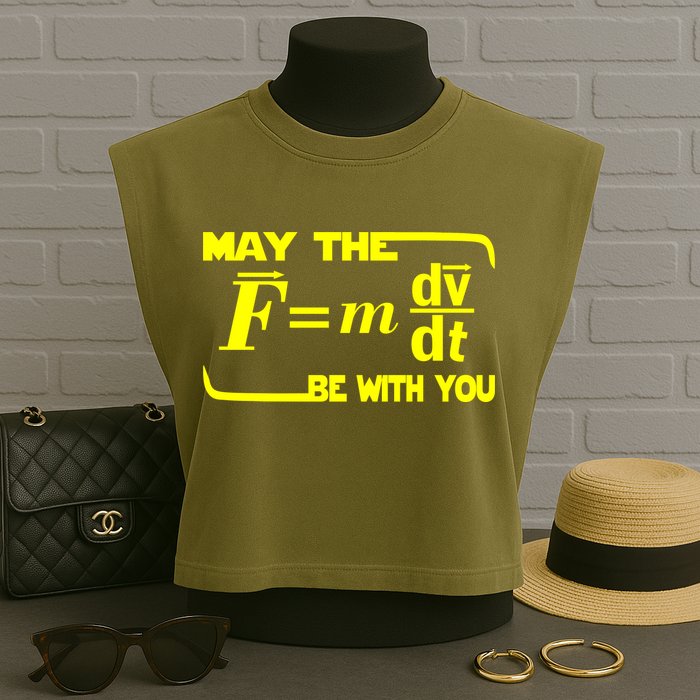 May The (F=mdv/dt) Be With You Physics Garment-Dyed Women's Muscle Tee