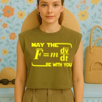 May The (F=mdv/dt) Be With You Physics Garment-Dyed Women's Muscle Tee