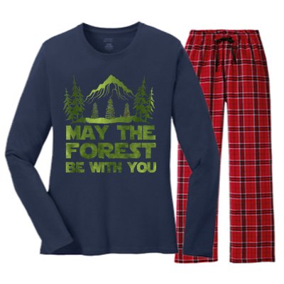 May The Forest Be With You Women's Long Sleeve Flannel Pajama Set 