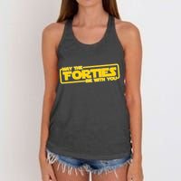 May The Forties Be With You Women's Knotted Racerback Tank