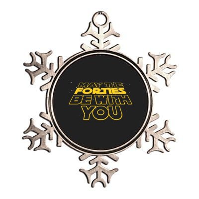 May The Forties Be With You Funny 40th Birthday Metallic Star Ornament