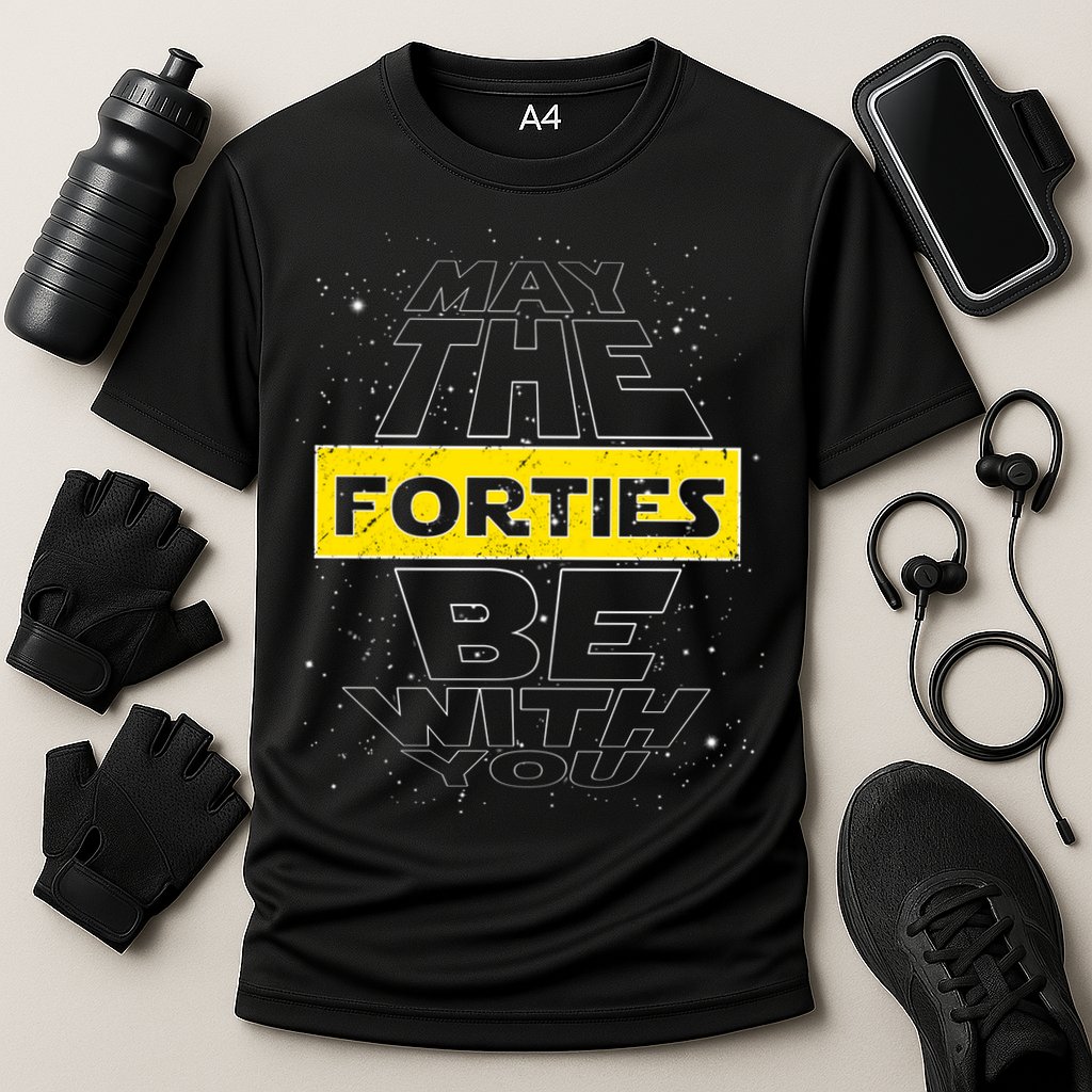 May The Forties Be With You Funny Birthday Cooling Performance Crew T-Shirt