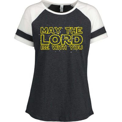 May The Lord Be With You Enza Ladies Jersey Colorblock Tee