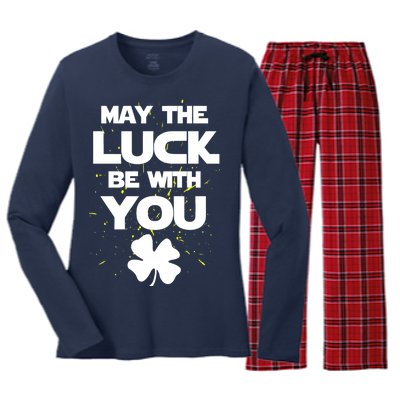 May The Luck Be With You Irish Parody Women's Long Sleeve Flannel Pajama Set 