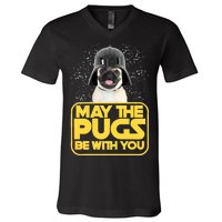 May The Pugs Be With You V-Neck T-Shirt