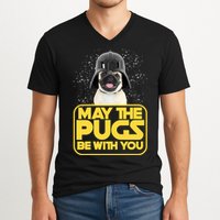May The Pugs Be With You V-Neck T-Shirt