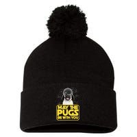 May The Pugs Be With You Pom Pom 12in Knit Beanie